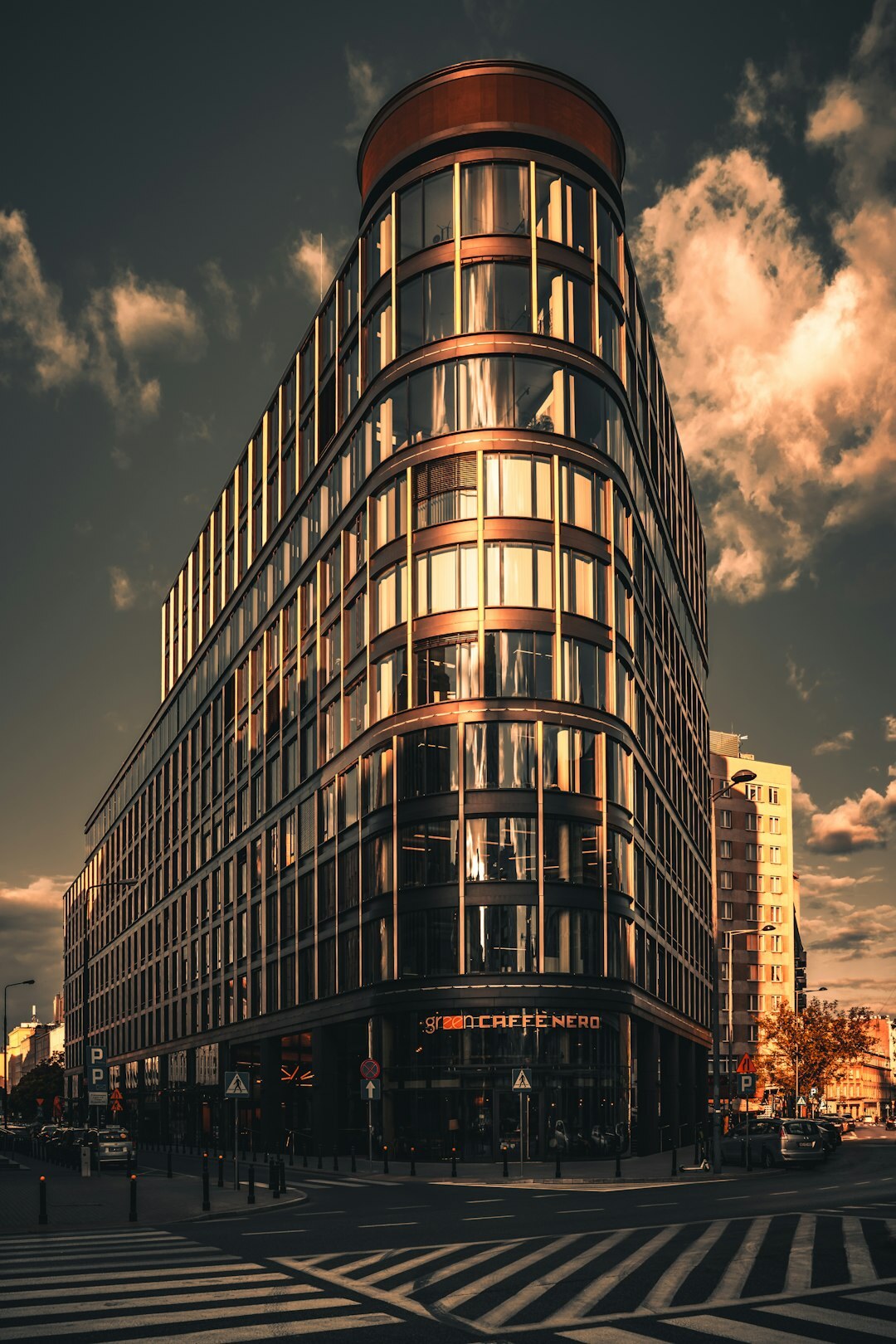 Modern office building exterior in a European city